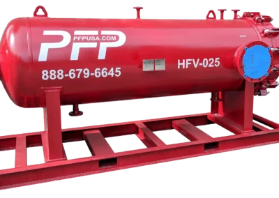 Side view of 19-round high flow filter vessel designed for large-scale particulate or fluid filtration in industrial systems