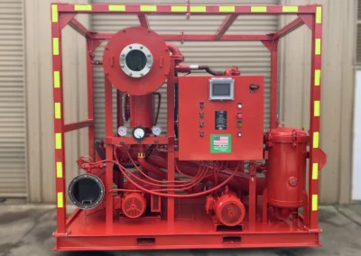 Front view of a 50 GPM vacuum dehydrator available for rental, designed for removing water and gases from industrial oils
