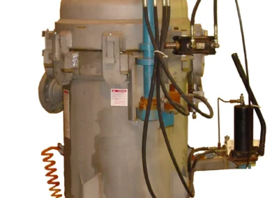 Multi-round bag filter housing in active use for industrial fluid filtration at a service site