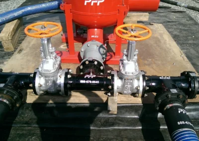 Gate valves installed on Precision Filtration Products rental filtration system at active service site