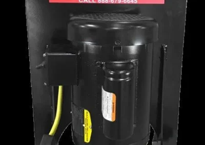 Rear view of single cartridge handheld filter unit showing fluid ports, compact frame, and carry handle