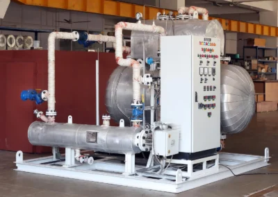 Heater skid system designed for industrial fluid heating and temperature control in filtration and processing applications