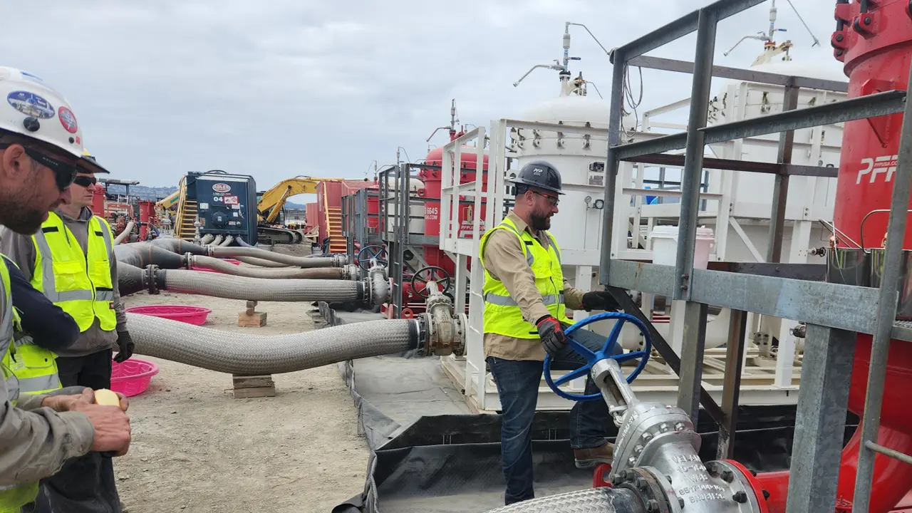 Service Crew at Airport Flushing Operation