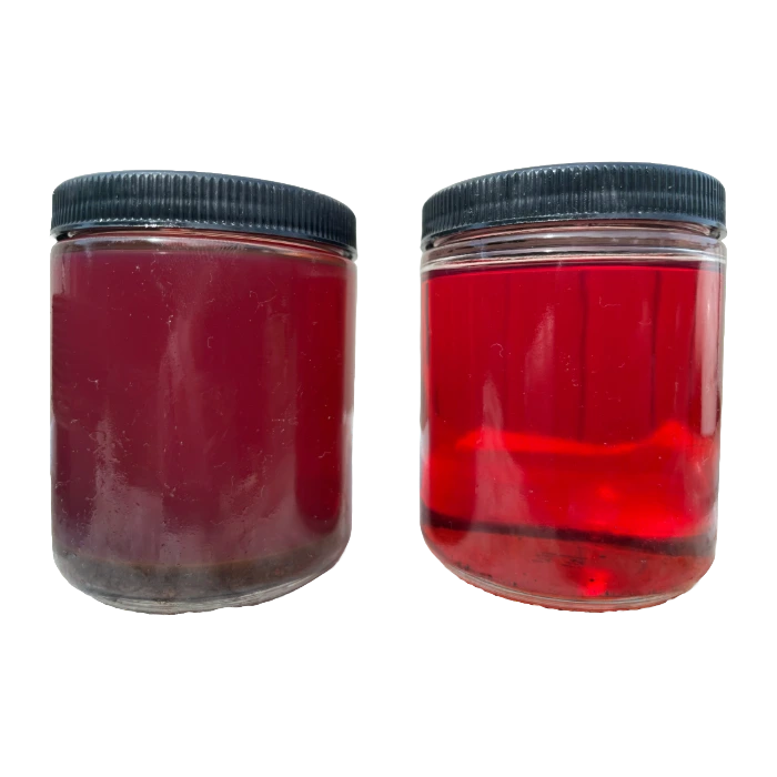Diesel fuel samples before and after polishing & tank cleaning services Diesel fuel samples before and after polishing & tank cleaning services