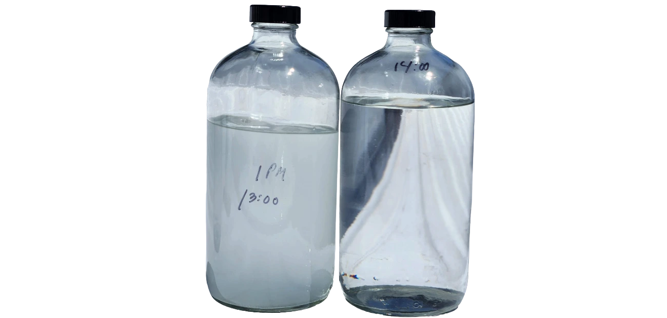 Clean and dirty jet fuel comparison after PFP Filtration Services at airport