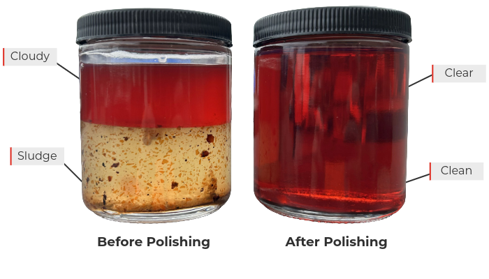 Before and After Diesel Fuel Polishing